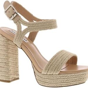 Steve Madden Women's Lombardo Heeled Sandal, Natural - US 9